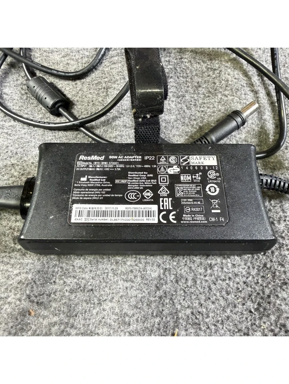 ResMed 90W AC Power Supply Adapter Charger Black Replacement Cord Cable OEM